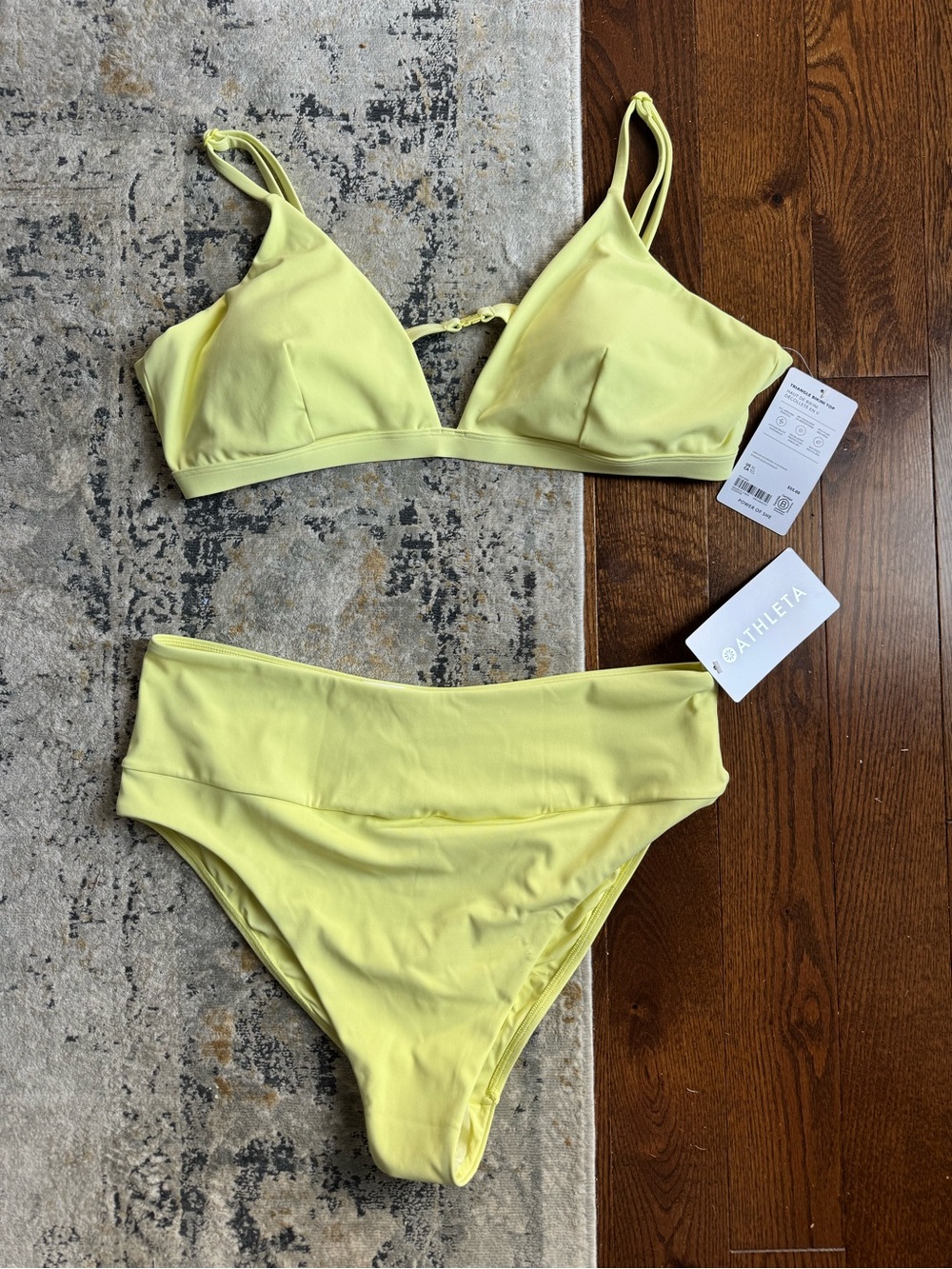 Athleta Spark Acid Yellow Bikini Set NWT XL